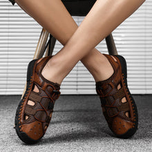 Load image into Gallery viewer, 2020 New Men Shoes Leather Summer Causal Sandals Beach Breathable Sandals Outdoor Shoes Fashion Comfortable Footwear Plus Size