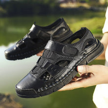 Load image into Gallery viewer, 2020 Genuine Leather Summer Men's Sandals Casual Beach Shoes High Quality Roman Sandalias Soft Sole Sandals Big Size 38-46