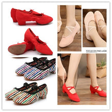 Load image into Gallery viewer, Soft Sole Girls Low Heels Dancing Shoes Pink/Black/Red Women's Exercise Ballet Shoes Women Dance Shoes Kids Canvas Ballet Shoes