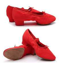 Load image into Gallery viewer, Soft Sole Girls Low Heels Dancing Shoes Pink/Black/Red Women's Exercise Ballet Shoes Women Dance Shoes Kids Canvas Ballet Shoes