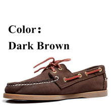 Load image into Gallery viewer, Mens Designer Shoes Men Genuine Leather Docksides Classic Dark Brown Boat Shoes For Homme Femme X158 Hombre Mujer Nautico Shoes