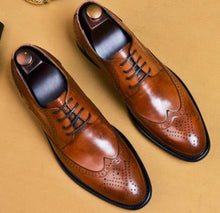 Load image into Gallery viewer, mens formal shoes genuine leather oxford shoes for men black 2020 dress shoes wedding shoes laces leather brogues buty meskie
