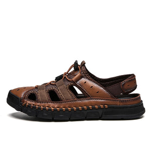 2020 New Men Shoes Leather Summer Causal Sandals Beach Breathable Sandals Outdoor Shoes Fashion Comfortable Footwear Plus Size