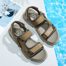 Load image into Gallery viewer, CAMEL Summer Fashion  Casual Shoes Men Leather Sandals Elastic Lightweight Beach Fhishing Hiking  Shoes Footbed Man Flats
