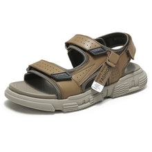 Load image into Gallery viewer, CAMEL Summer Fashion  Casual Shoes Men Leather Sandals Elastic Lightweight Beach Fhishing Hiking  Shoes Footbed Man Flats

