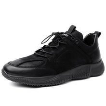Load image into Gallery viewer, NEW Brand High Quality All Black Men&#39;s Leather Casual Shoes Fashion Breathable Sneakers Fashion Flats Big Plus Size 38-44 R5-27
